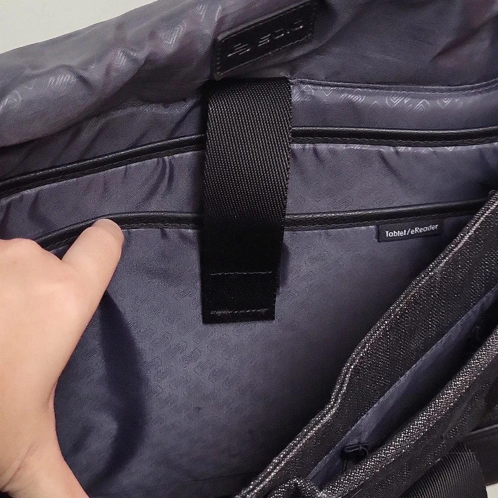Solo NY Black Denim and PU Leather Laptop Messenger Bag